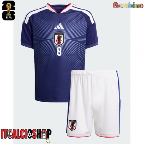 Giappone Takefusa Kubo #8 Prima Maglia Bambino Mondiali 2026 Manica Corta (+ Pantaloni corti)